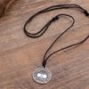 Teamer Wicca Round Necklace Men Norse Viking Runes Tree of Life Seal Pendants Wax Cord Link Chain Men's Necklace Jewelry Gifts