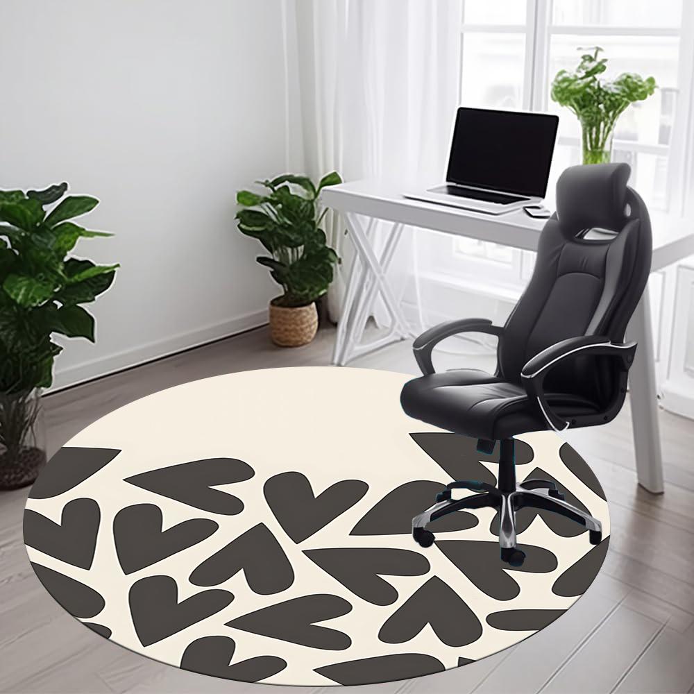 1pc Heart Pattern Office Round Area Rug, Indoor Mat Suitable ForOffice, Under Office Chairs Bedroom Living Room Home Decor, Room Decot247