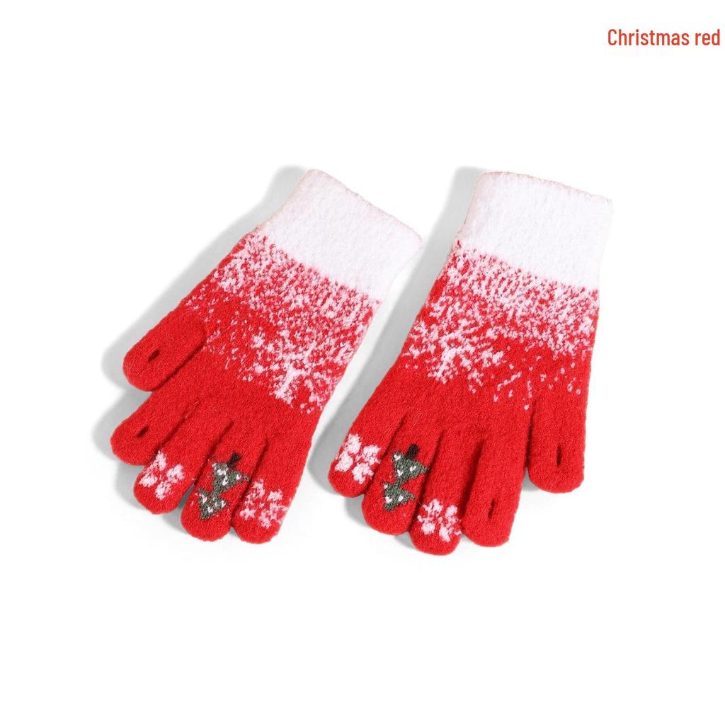 Snowflake Touchscreen Knit Wool Winter Gloves for Outdoor Cycling
