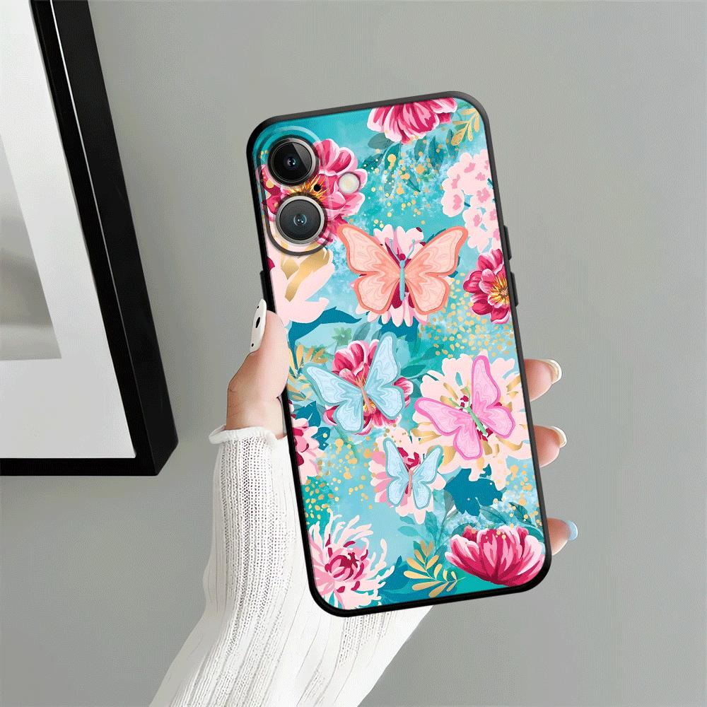 Funda Phone Cover Case for Apple iPhone 17 Pro Max 14 11 13 16 Air 15 Pro 7 8 XR XS MAX 12 Cartoon Butterfly Flower