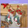 Festive Green And Red Burlap Rudolph Christmas Stockings For Holiday Decor