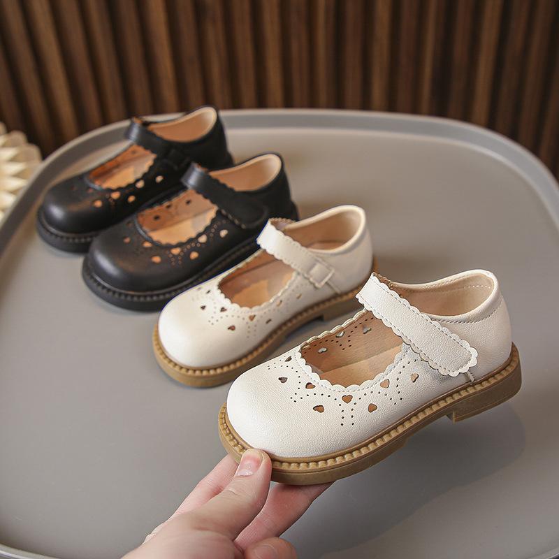 Girls Shoes Princess Shoes 2025 Spring and Autumn New Soft-soled Little Girl Single Shoes Hollow Leather Shoes Small Medium and Large Children's Shoes