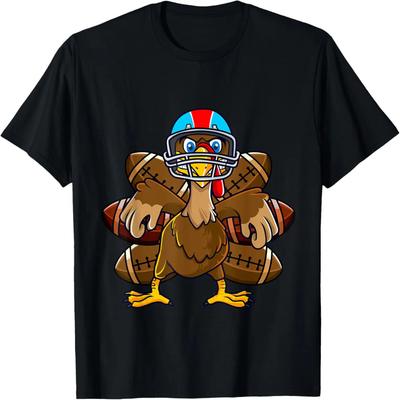 Thanksgiving Truthahn Fußballspieler Lustiges Jungen Mädchen Kinder T-Shirt