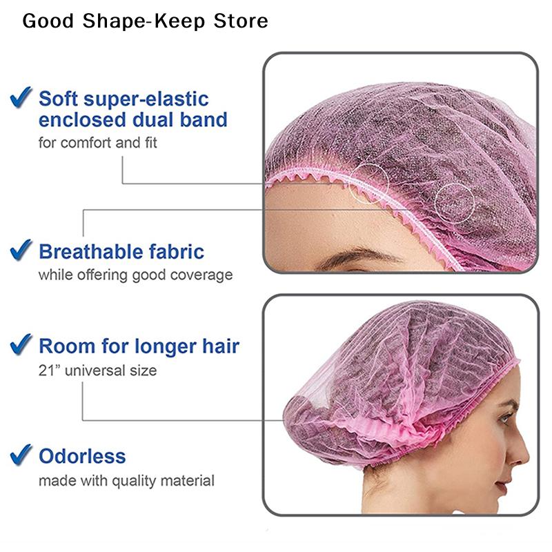 100PCS Kitchen Anti Dust Caps Disposable Hair Head Covers Net Bouffant Dustproof Breathable Shower Bathing Hats