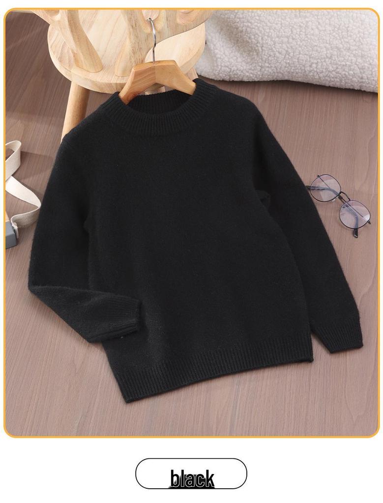 Autumn/Winter Boys' Cashmere Half-High Collar Pullover Sweater - Korean Style Knitwear for Children