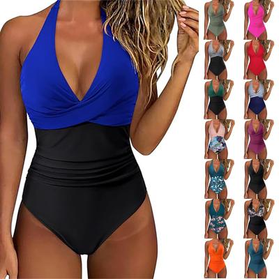 Women's Tight-fitting Backless Sexy Cross-color One-piece Swimsuit