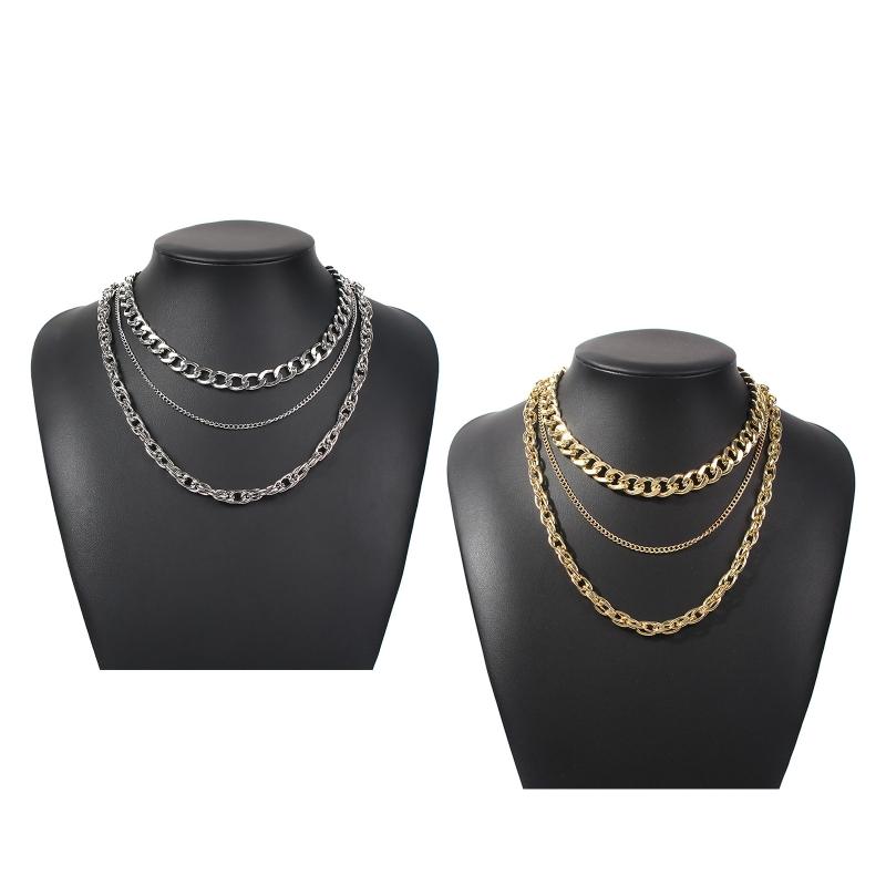 Punk Chunky Chain Choker Necklace for Women Girls Hip Hop Multilayer Collar Necklace Statement Fashion Jewelry Gifts