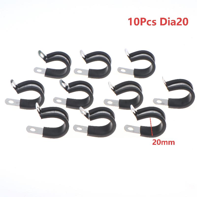 10Pcs Stainless Steel Cable Clamp 6-20mm Insulated Wire Hose Mounting Clip for Off-Road Vehicle Wiring Plumbing Repairs