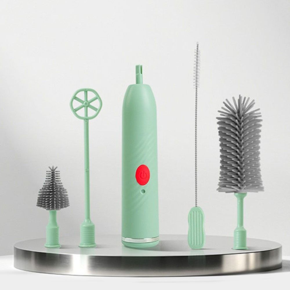 Long Handled Electric Bottle Brush Silicone Cleaning Brush Set  Pacifier Cleaning