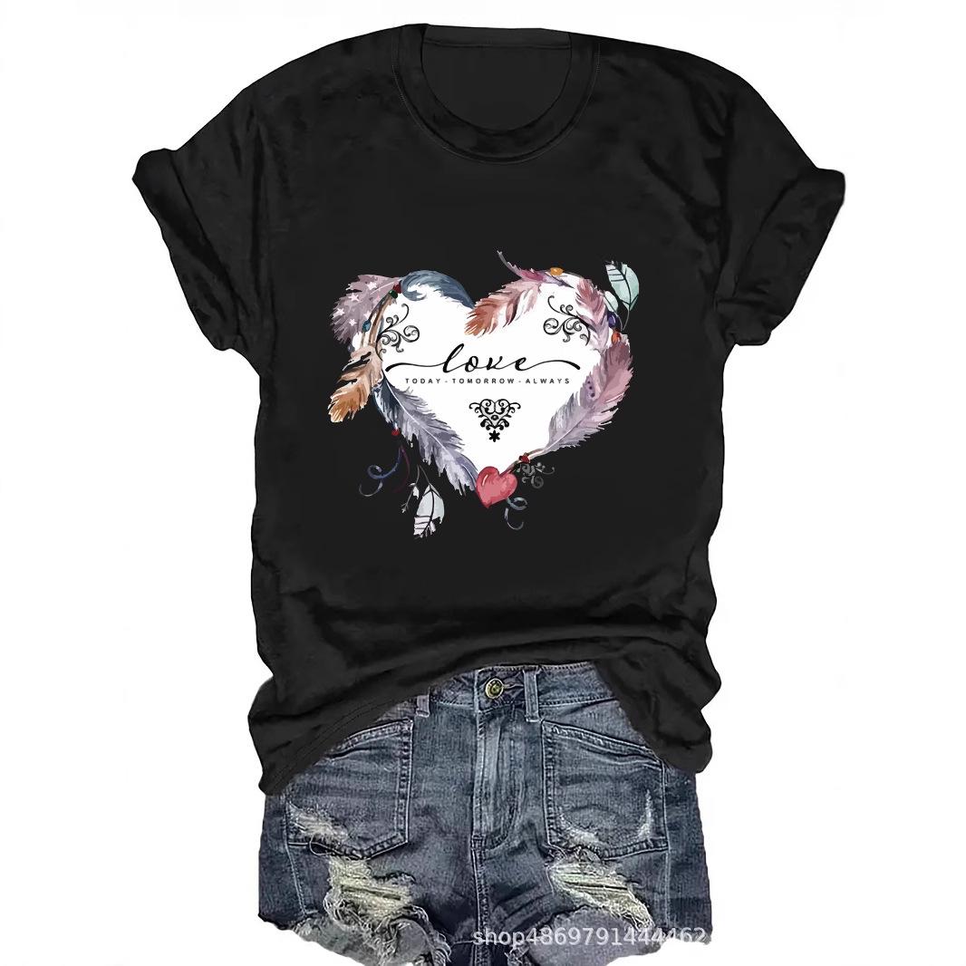 

Women s Cross-Border Fashion Round Neck T-Shirt L