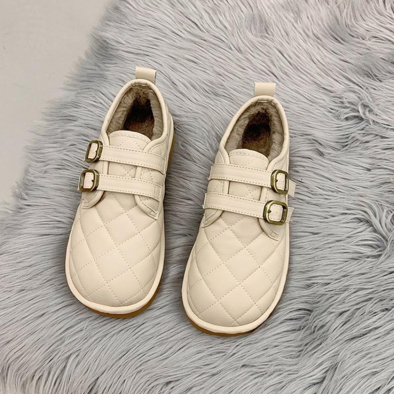 Fleece warm women's shoes new winter flat-soled soft-soled bread shoes Doudou shoes snow cotton shoes