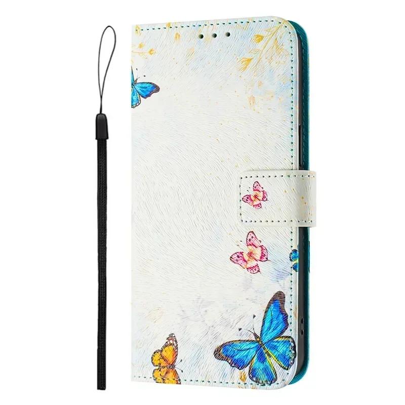 A22 Leather Phone Case For Samsung Galaxy A22 A32 A12 A42 A52 4G A72 A52s 5G Flip Cover Wallet Magnetic Painted Cases Cat Flower