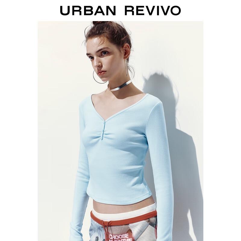 UR 2025 Winter Ribbed Slim Fit V-Neck T-Shirt L