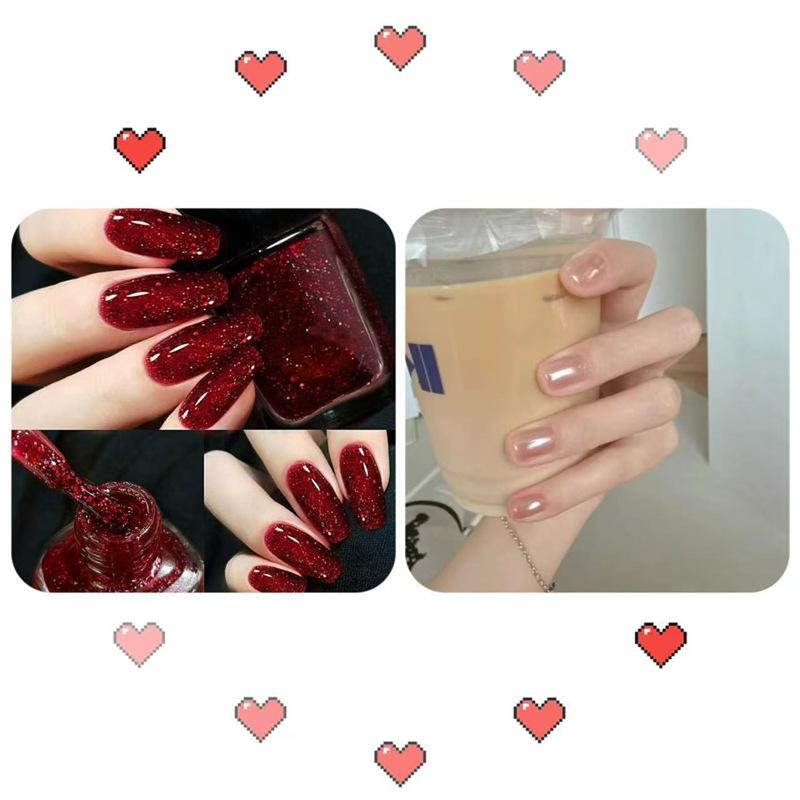 2026 New Year Red Super Sparkle Waterproof Nail Polish with Crushed Diamonds - Luxurious Whitening Formula