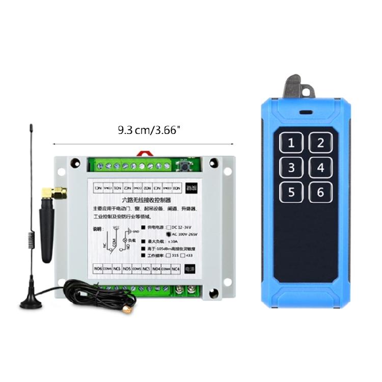 Remote Control Wireless Switch 12V-24V 6CH 6 Way Relay Receiver 6CH Transmitter