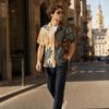 Men's Casual Short Sleeve Shirt Cotton Linen Blend Button Down Front Pocket Lightweight Breathable Summer Top