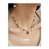 French Retro Royal Court Style Zircon & Pearl Necklace with Natural Stone Clavicle Chain