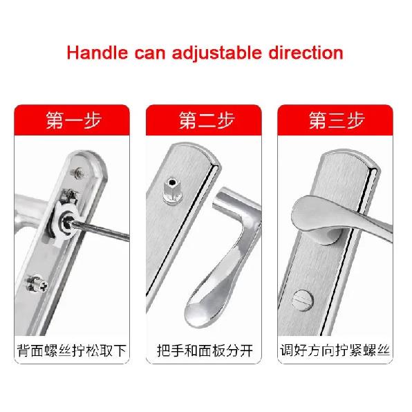 No Key Security Wood Bathroom Toilet Door Lock Furniture Portable Door Lock Aluminum Lock Handle For Home Stainless Steel