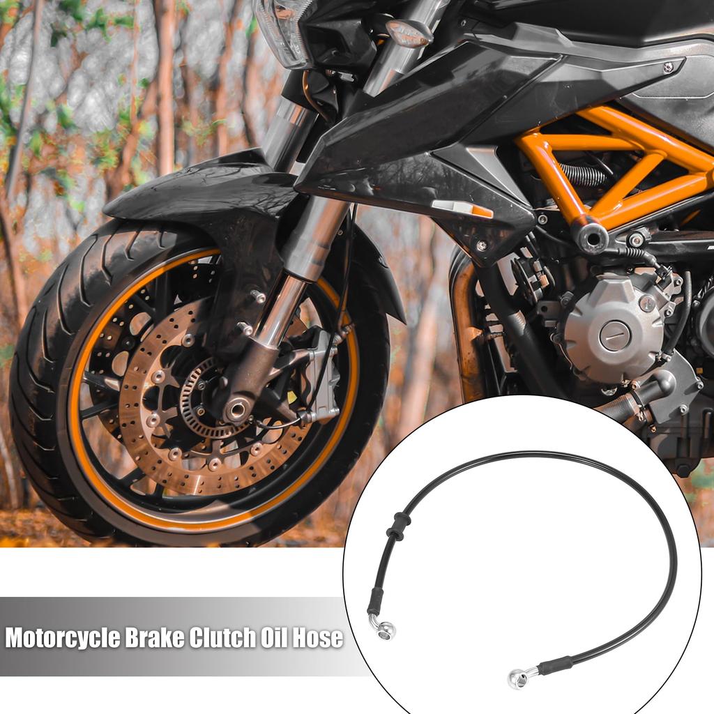 Motoforti Motorcycle Brake Clutch Hose Hose Hydraulic Reinforced Motorcycle Stainless Steel 28°+90° Black 70cm