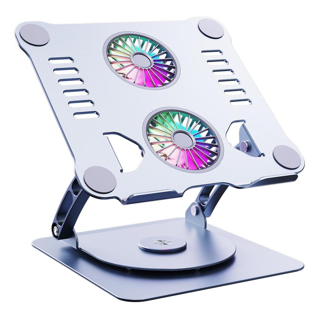 Aluminum Laptop Riser with Dual Fan Cooling