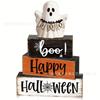 Halloween Ghost Lift Banner Set Layered Tray Decoration Ghost Day Party Tabletop Atmosphere Woodwork Ornament