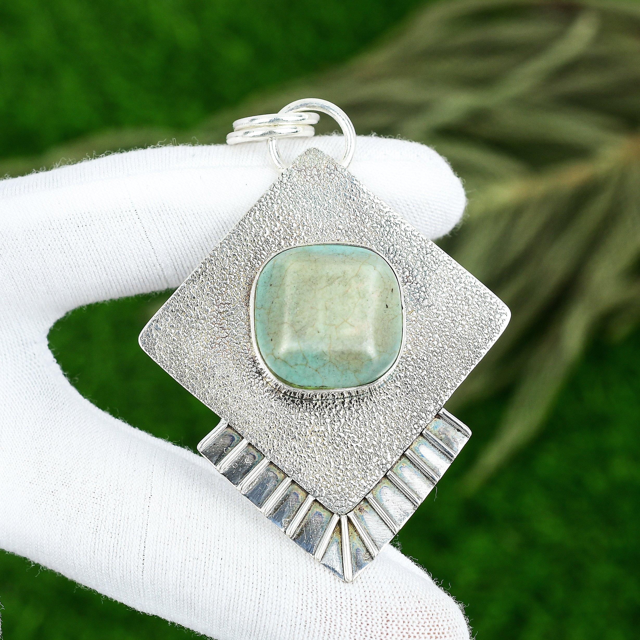 Sisters Day Sale Natural Tibetan Turquoise Sterling Silver Bezel Pendant Jewelry