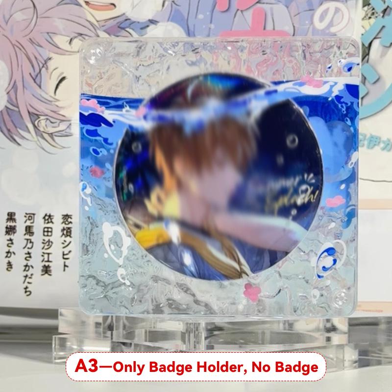 

58mm/75mm Underwater Wave Acrylic Brick Badge Display Stand for Anime Game Souvenir Pins Cartoon Emblem Storage Box (NO Badge) for 58mm