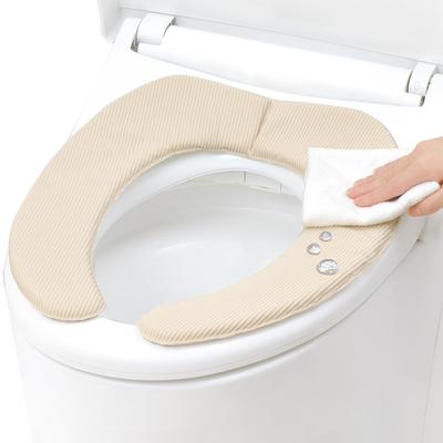 LEC Quick Wipe Wasserabweisend Saug-Benza-Tuch Cord-Beige Schaum Einfach Aufkleben Waschbar Kompatibel mit jedem Toilettensitz (Memory-Kissen) / / /