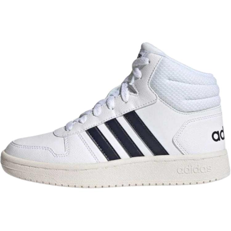 Adidas Neo Hoops 2.0 K Synthetic Leather Abrasion Resistant Mid top Kids  Skateboarding Shoes White Black Kids  FY7700 28