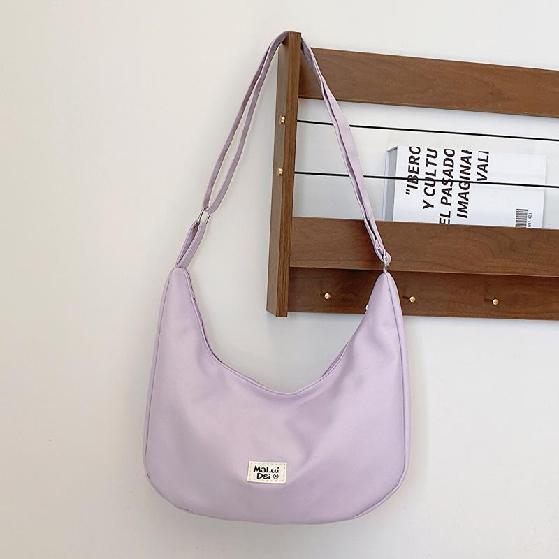 Solid Color Foreign Style Small Fresh Casual Women's Bag 2024 Spring New Shoulder Messenger Bag Simple Dumpling Bag Women's Bag