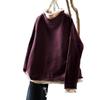 Women's Plus Size High Neck Patchwork Sweater - Winter Two-Piece Knitwear