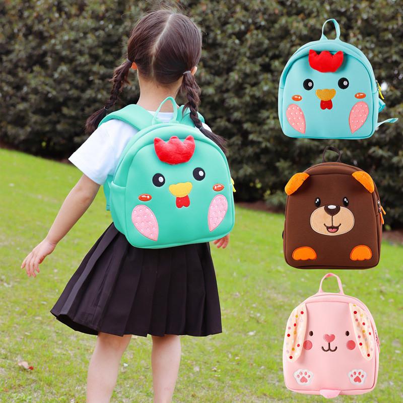 Cute Breathable Neoprene Preschool Backpack Cartoon Animal Pattern For Toddlers
