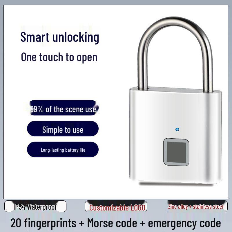 Lacăt inteligent cu amprentă digitală, impermeabil - Exterior rezistent la rugină, antifurt și cu blocare electronică pentru ușa de la intrare și dulap.