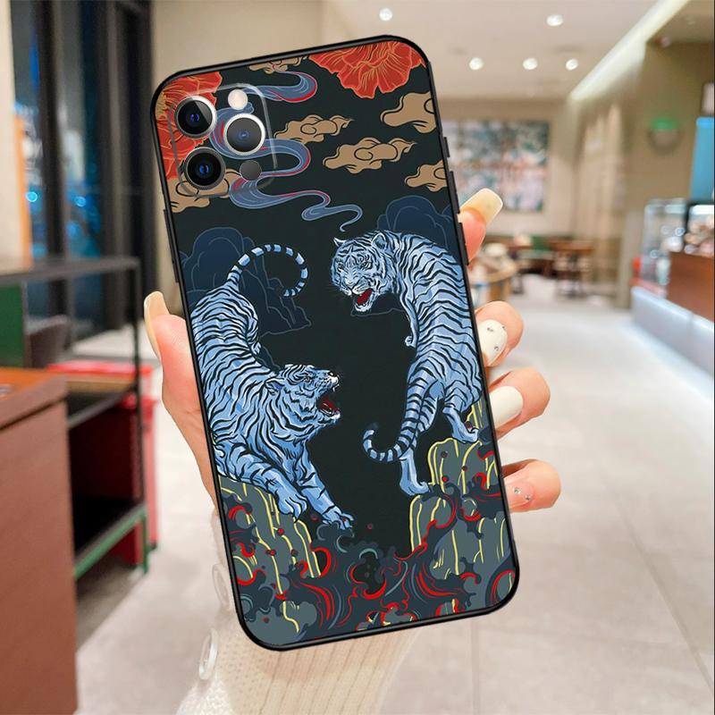 

Tiger Red Sun Japan Art Phone Case For iPhone 17 16 15 14 13 11 12 Pro Max mini 16 Plus 16e 17 Air Protective Cover iPhone 16 Pro