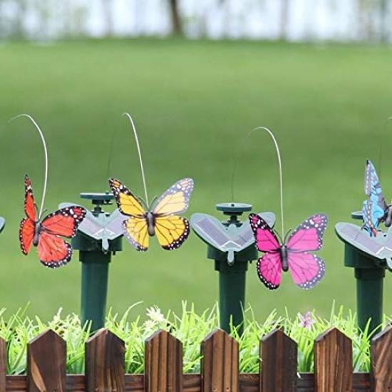 Solar/Battery Powered Butterfly Bird Flower with Ground Spike, 3 Pack Fluttering Butterflies/Sunflower for Patio Garden Yard Stake Plants Flowers