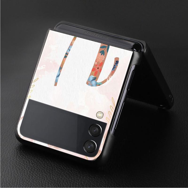 Floral Pattern Leaf Letter Art Phone Case For Samsung Galaxy Z Flip 4 Z Flip3 5g Shell For Galaxy Z Flip Hard Cover Couqe