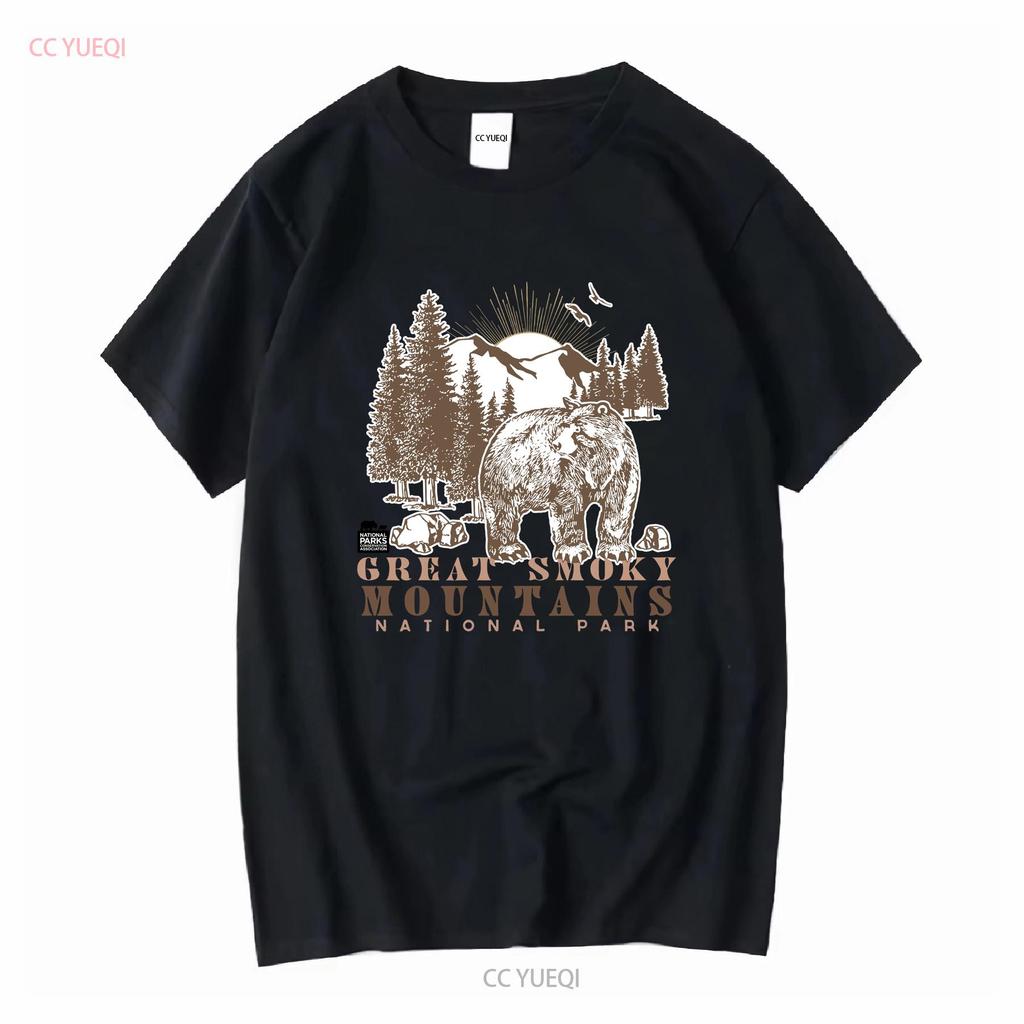 Great Smoky Mountains Bear in the Woods Mens T Shirt long or short sleeves vintage Washed Top For Everyday Wear Stylish