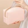 Solid Color Makeup Pouch Women Cosmetic Bag Waterproof PU Leather Travel Portable Wash Toiletry Storage Bag Organizer Purse