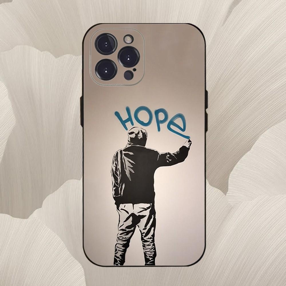 

Арт Бэнкси Граффити Чехол для телефона для iPhone 16, SE4, 15, 14, 13, 12, 11, Pro, X, XS, Max, XR, Plus, Mini Мягкий черный чехол iPhone13mini