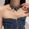 Flower Rhinestone Beads Necklace Crystal Clavicle Chain Choker Charm Gothic Necklace  Gifts