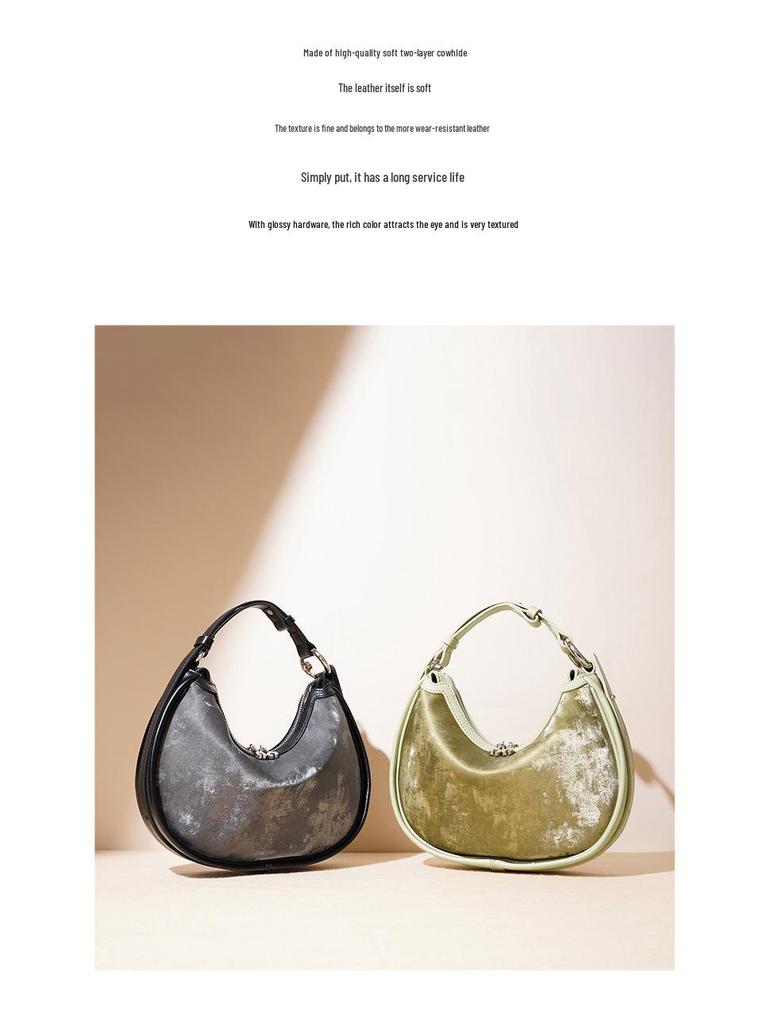Crescent Crossbody Bag: 2025 Style, Versatile Small Women's Design, High-End Silk Satin Fashion.