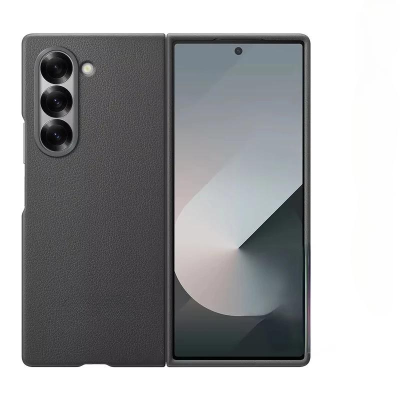 Luxury Business Ultra-thin Eco Friendly Skin Feel Leather Phone Case for Samsung Galaxy Z Fold 7 Fold 6 Metal Len Frame Shock Proof Protection Cover