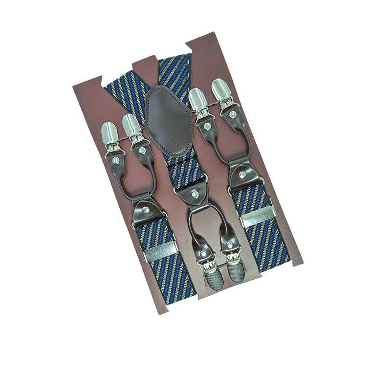6 Clips Men'S Suspender Belt, Strap Thickened Elastic Belt, High-Quality Hardware Accessories