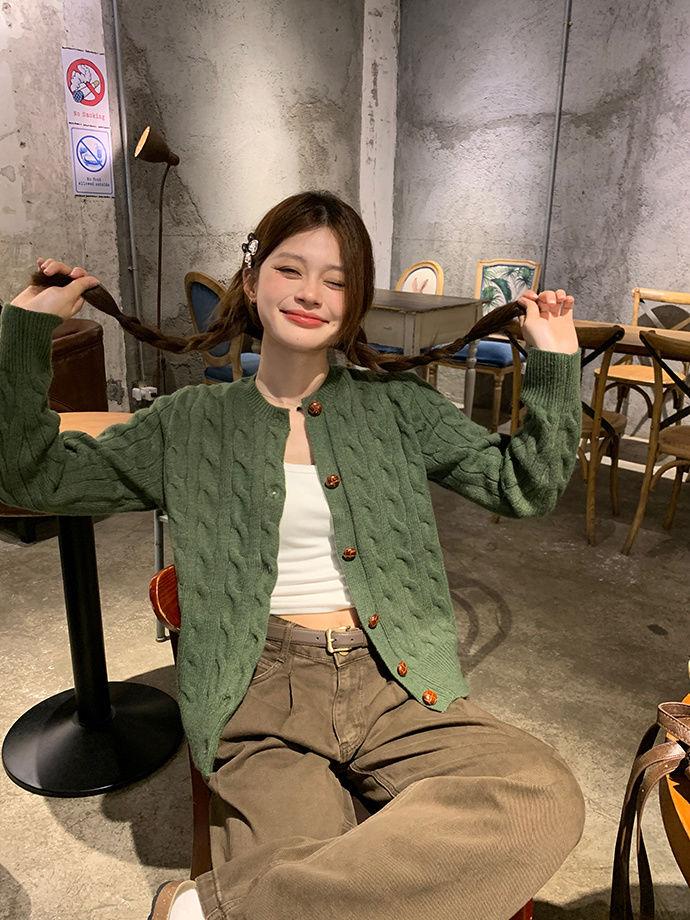 Women's Solid Color Knitted Cardigan Sweater Coat Women's Autumn Sweater Outerwear High-end Korean Style Top