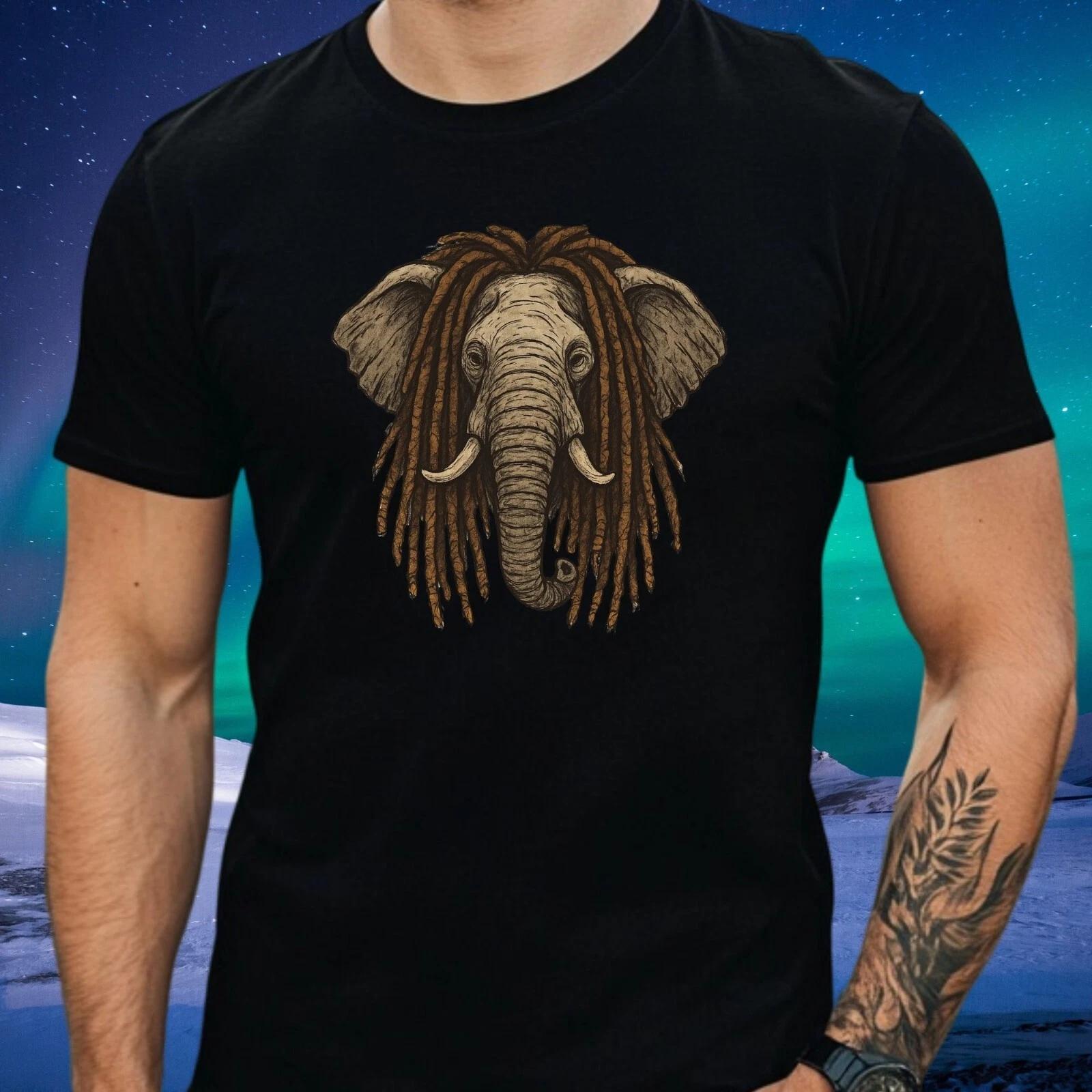 T-Shirt Herren Elefant mit Dreadlocks Motiv Baumwolle Größe S bis 5XL S
