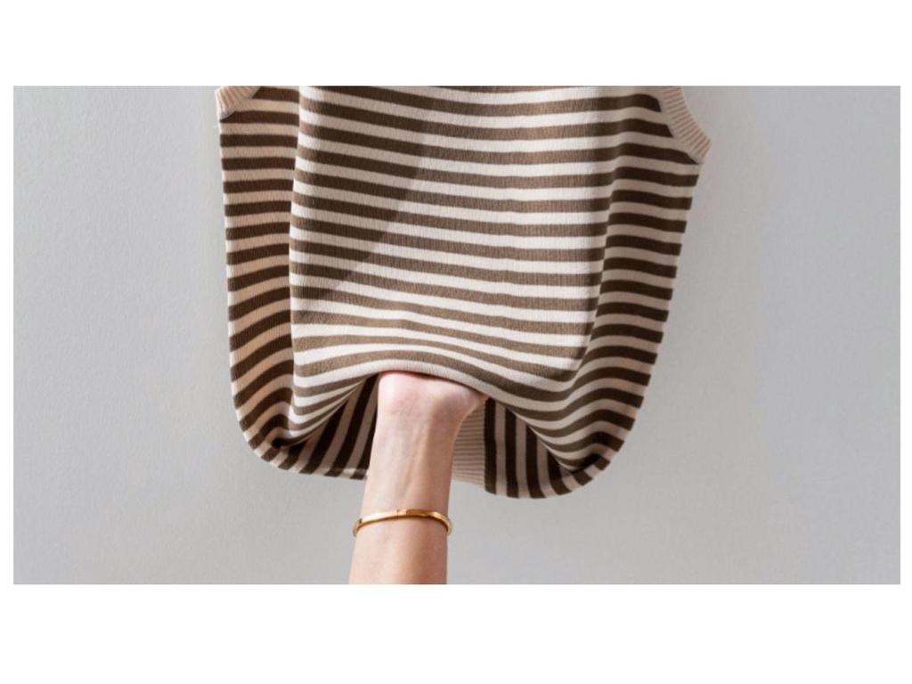 Women's Ice Silk Striped Knitted Strappy Tank Top