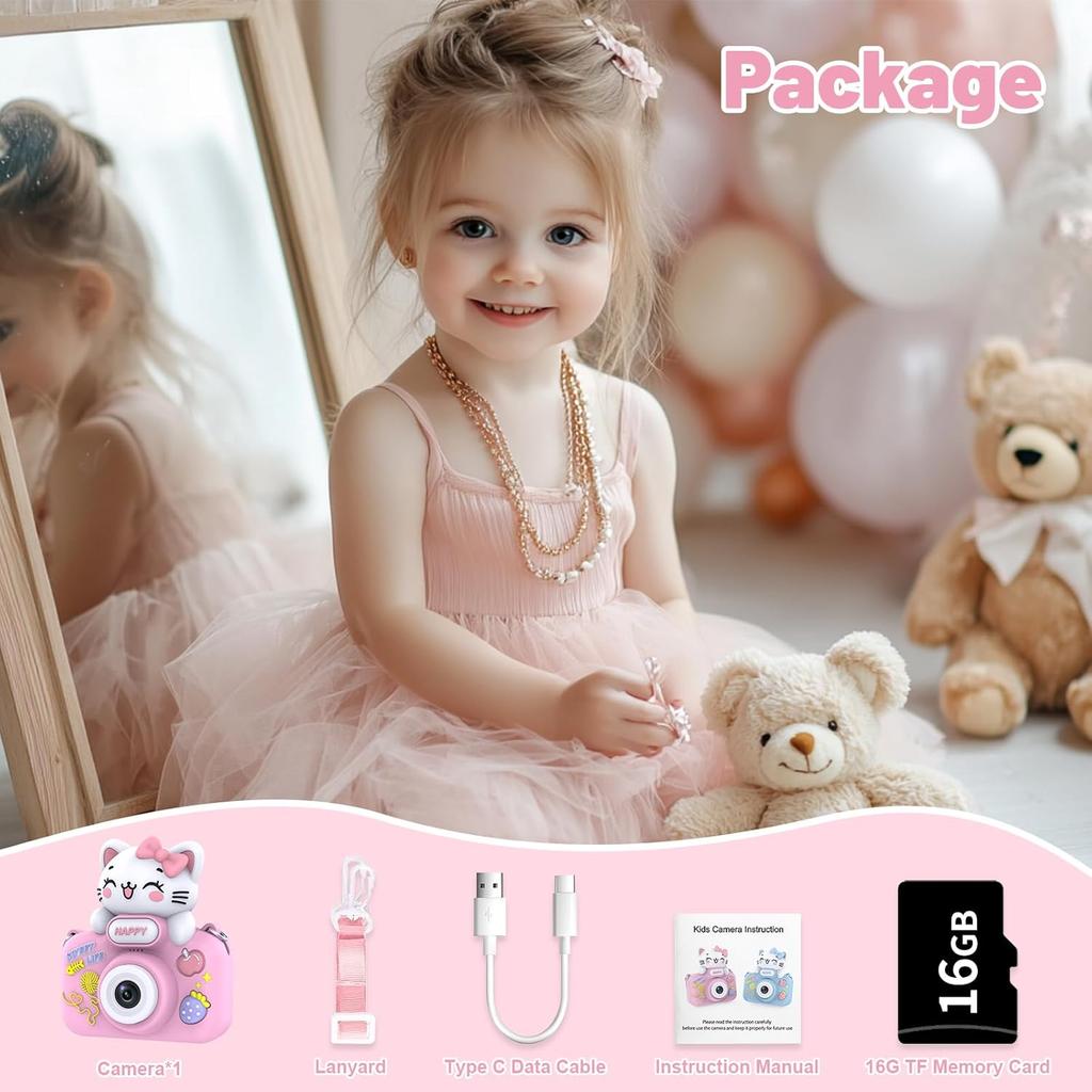Kids Camera for 3-10 Year Old Boys and Girls, 48MP 1080P Digital Camera for Kids, Children Camera with 16GB MicroSD Card, Christmas Birthday Gifts
