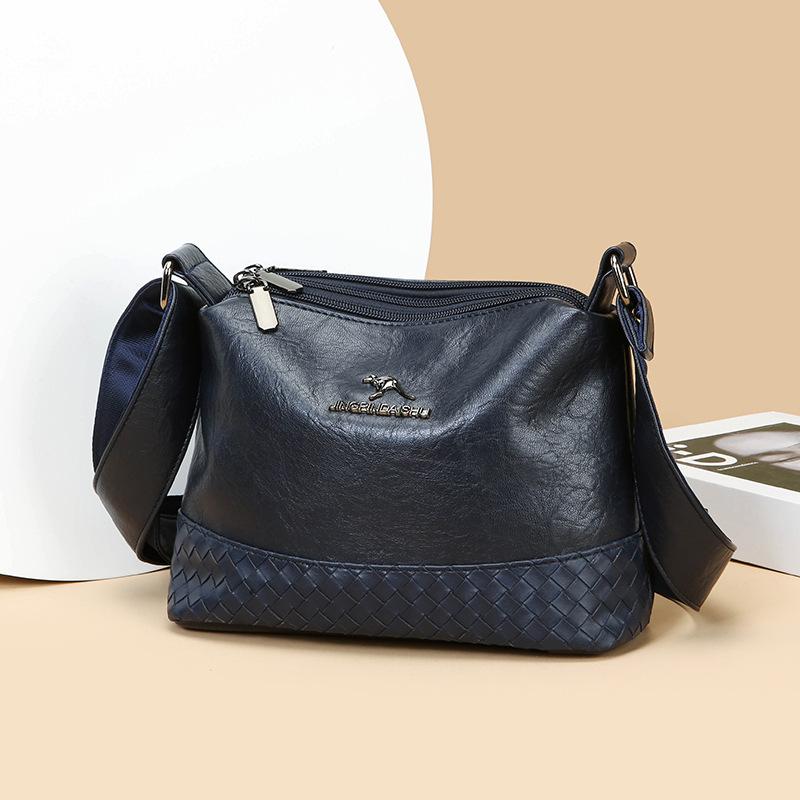 New Simple Women's High Quality Crossbody Bag--Multilayer Retro Ladies Handbag Crossbody Texture Splicing Shoulder Bag
