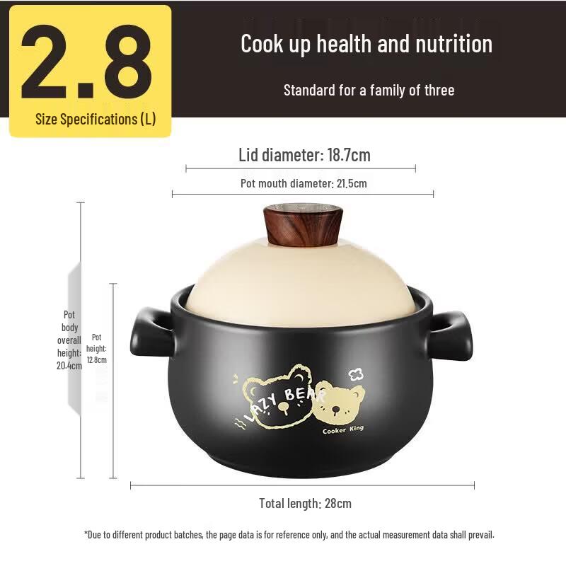 COOKER KING Lazy Bear 2.8L Ceramic Stew Pot