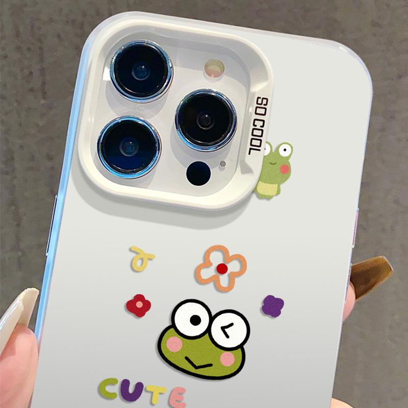 Silver Cute Frog Phone Case for iPhone 17/15 Pro Max/14 Pro/13/16 Pro